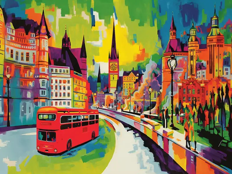 Western AI art - Expressioni-st cityscape of London inspired by Ernst Ludwig Kirchner