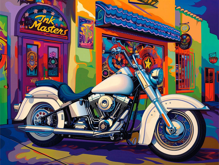 HARLEY DAVIDSON REVERIE, Neon Dreams and Chrome Reflections Giclée