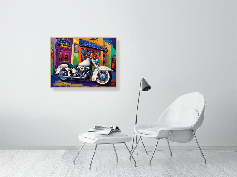 HARLEY DAVIDSON REVERIE, Neon Dreams and Chrome Reflections Giclée