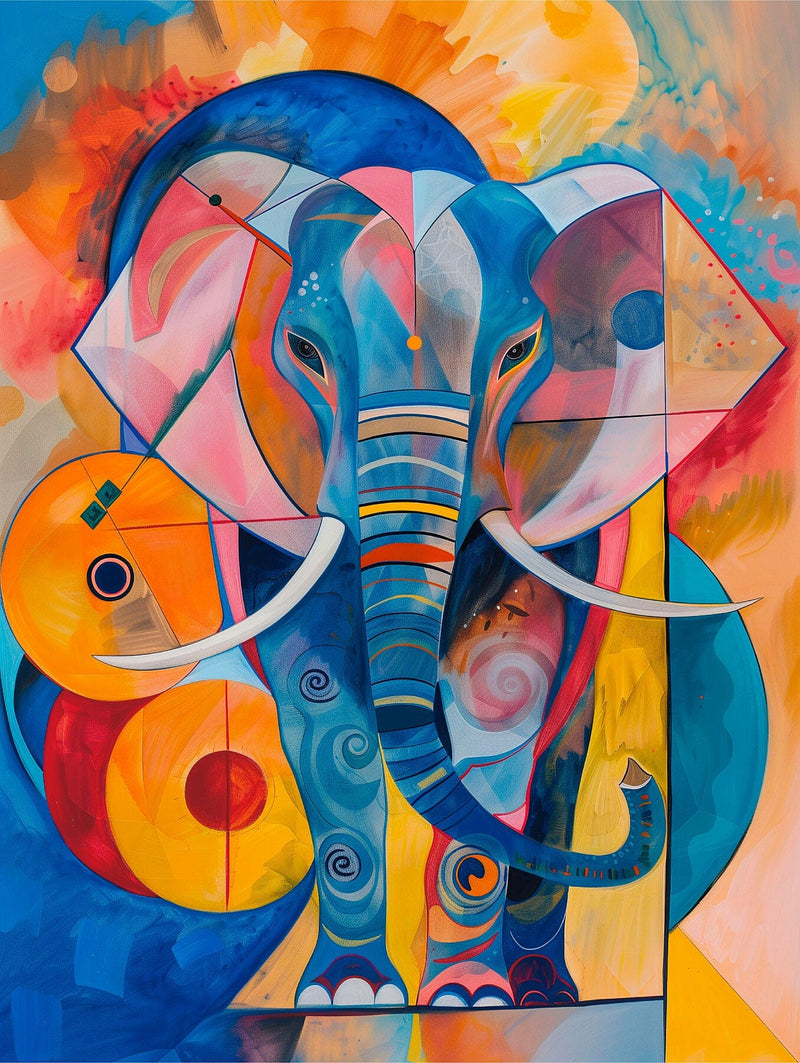 HOMMAGE IN GEOMETRY, The AI-Interpreted Kandinsky Elephant Giclée